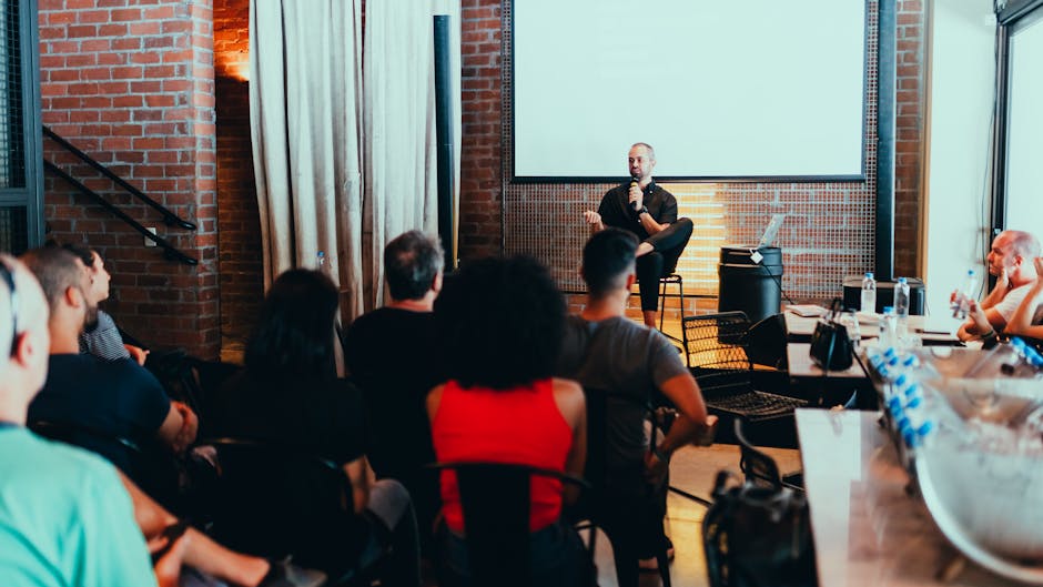 Panel session at a B2B networking event showing one common but weaker format