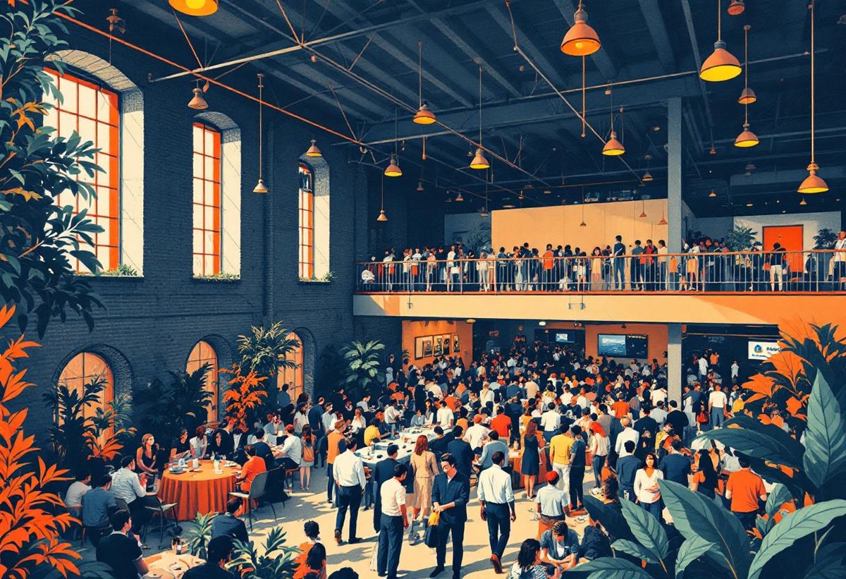 Small groups conversing in an event space where explainable matching decisions have shaped who is talking to whom