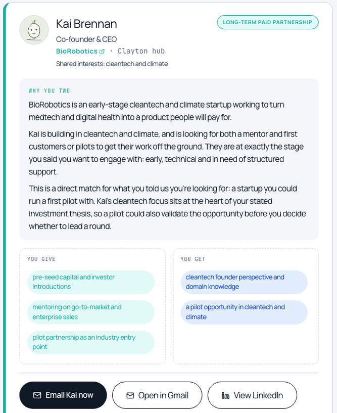 Example All Along match introduction for a community member